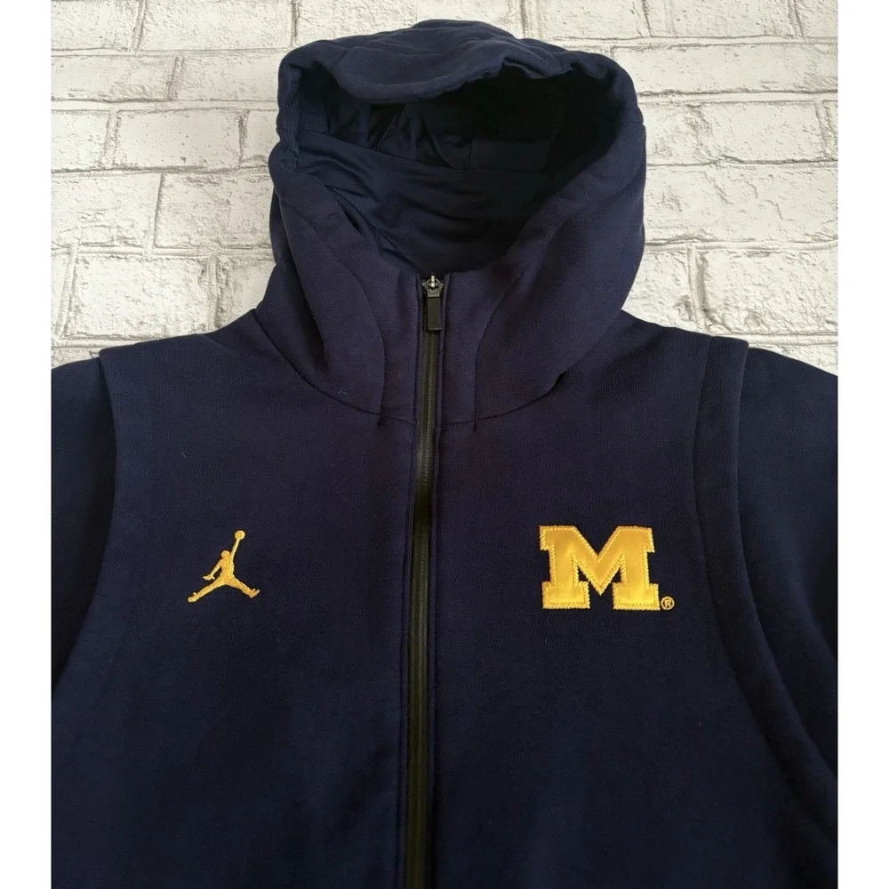 Jordan Hoodie Men Medium Blue 465 Icon‎ Fleece Michigan Wolverines Tech Full Zip